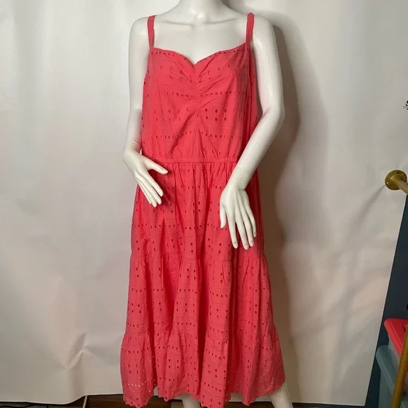 Lane Bryant NWT’s Red Eyelet Lace Midi Dress Knot Straps & Full Back Zip Size 22 - Picture 16 of 16
